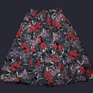 Vintage 90s Artsy Floral Midi Skirt